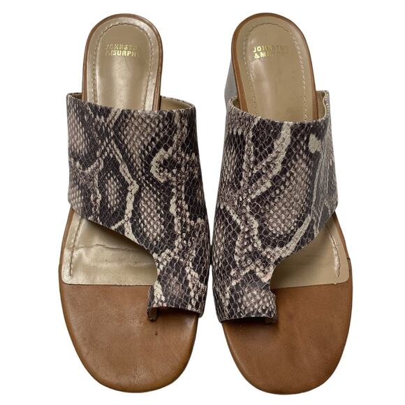 Johnston & Murphy Kelsey Snake Print Leather Slide on Sandals, Ladies size 9 - Picture 2 of 7